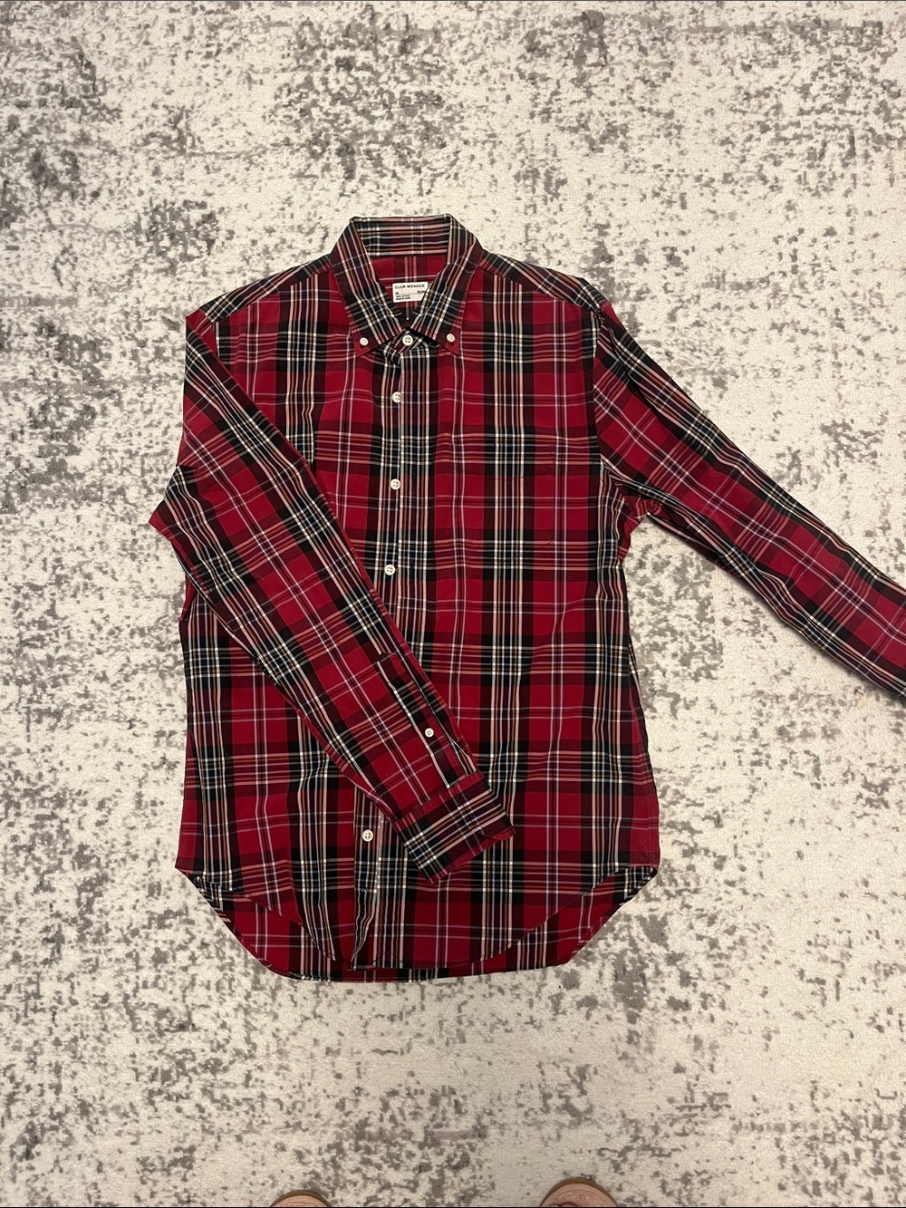Club Monaco Red Plaid Button-Down Shirt